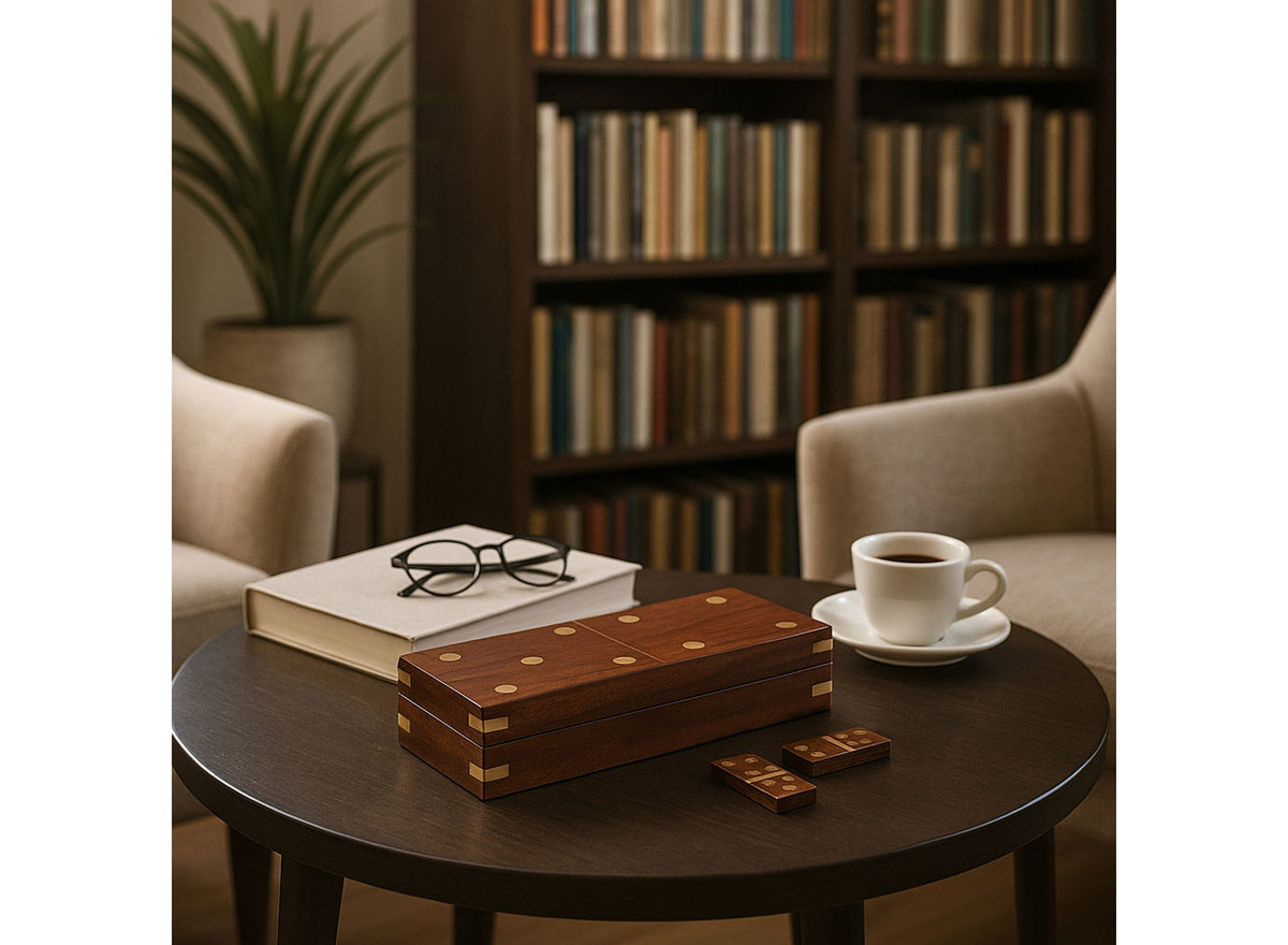 Wood Dominoes Set with Storage Box