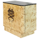 Zia Bar Cabinet with Marble Top – Natural Burl Wood