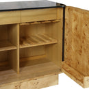 Zia Bar Cabinet with Marble Top – Natural Burl Wood