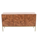Kenzo Honeycomb Mid-Century Sideboard – Brown with Brass Accents