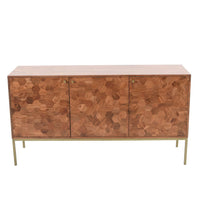 Kenzo Honeycomb Mid-Century Sideboard – Brown with Brass Accents