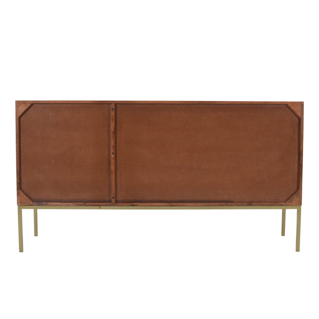 Kenzo Honeycomb Mid-Century Sideboard – Brown with Brass Accents
