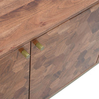 Kenzo Honeycomb Mid-Century Sideboard – Brown with Brass Accents