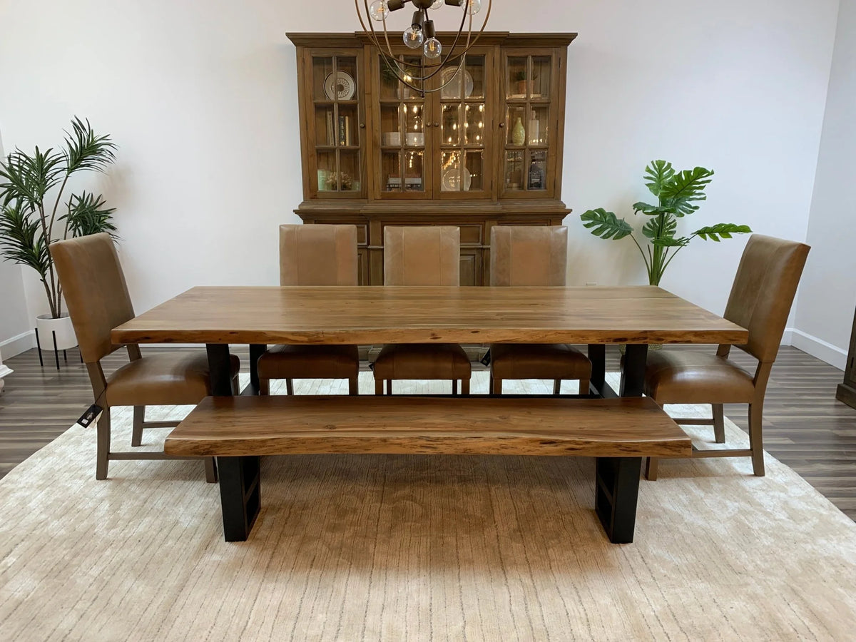 Natural Dining Table 96" Industrial Base