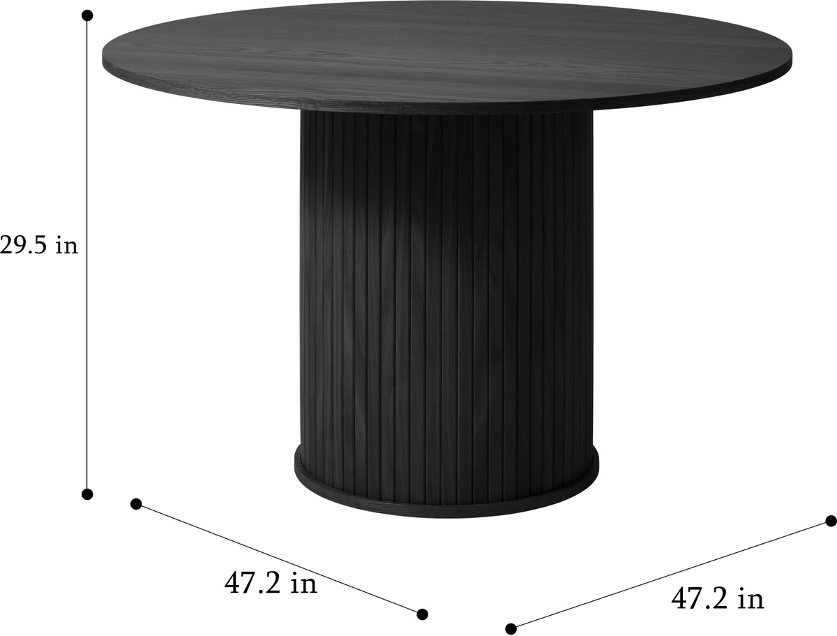 Nola 47" Round Dining Table – Black Oak