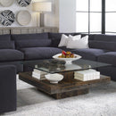 Jonah Reclaimed Wood Coffee Table with Glass Top