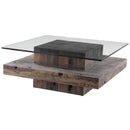 Jonah Reclaimed Wood Coffee Table with Glass Top