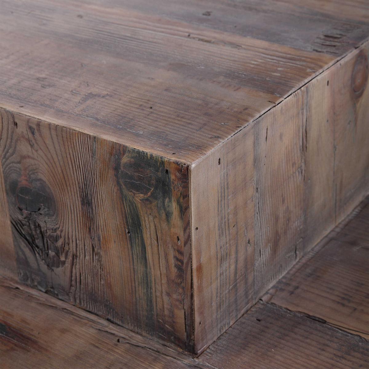 Jonah Reclaimed Wood Coffee Table with Glass Top