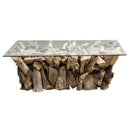 Revelation Teak Root Coffee Table with Glass Top